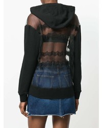 Sweat à capuche en tulle noir McQ Alexander McQueen