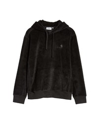 Sweat à capuche en velours brodé noir