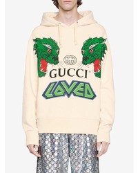 Sweat à capuche imprimé beige Gucci