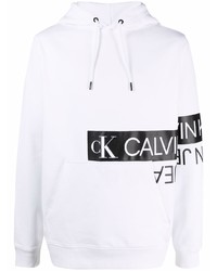 Sweat à capuche imprimé blanc et noir Calvin Klein Jeans