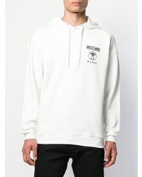 Sweat à capuche imprimé blanc et noir Moschino