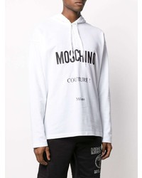 Sweat à capuche imprimé blanc et noir Moschino