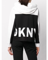 Sweat à capuche imprimé blanc et noir DKNY