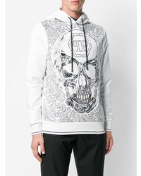 Sweat à capuche imprimé blanc et noir Philipp Plein