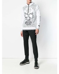 Sweat à capuche imprimé blanc et noir Philipp Plein