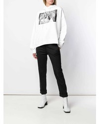 Sweat à capuche imprimé blanc et noir Maison Margiela