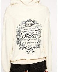 Sweat à capuche imprimé blanc et noir Wildfox Couture