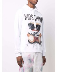 Sweat à capuche imprimé blanc Moschino