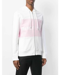 Sweat à capuche imprimé blanc Helmut Lang