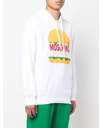 Sweat à capuche imprimé blanc Moschino