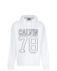 Sweat à capuche imprimé blanc Calvin Klein Jeans