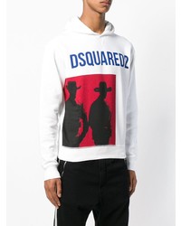 Sweat à capuche imprimé blanc DSQUARED2