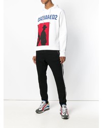 Sweat à capuche imprimé blanc DSQUARED2