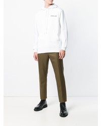 Sweat à capuche imprimé blanc Helmut Lang