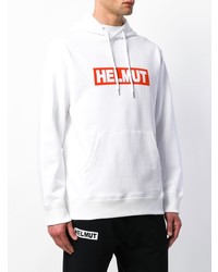 Sweat à capuche imprimé blanc Helmut Lang