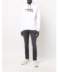 Sweat à capuche imprimé blanc Tommy Jeans