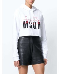 Sweat à capuche imprimé blanc MSGM