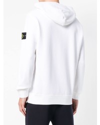 Sweat à capuche imprimé blanc Stone Island