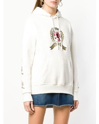 Sweat à capuche imprimé blanc Tommy Jeans