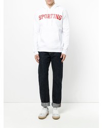 Sweat à capuche imprimé blanc MSGM