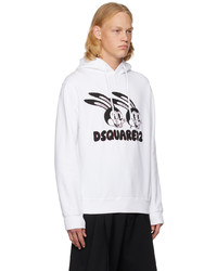 Sweat à capuche imprimé blanc DSQUARED2