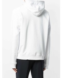 Sweat à capuche imprimé blanc Helmut Lang