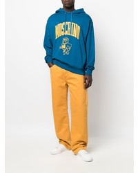 Sweat à capuche imprimé bleu canard Moschino