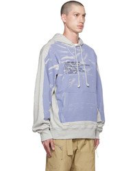 Sweat à capuche imprimé bleu clair Helmut Lang