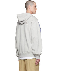 Sweat à capuche imprimé bleu clair Helmut Lang