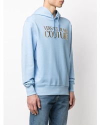 Sweat à capuche imprimé bleu clair VERSACE JEANS COUTURE