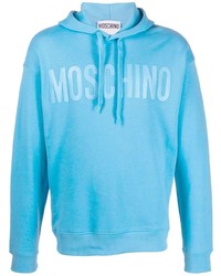 Sweat à capuche imprimé bleu clair Moschino
