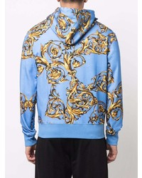 Sweat à capuche imprimé bleu clair VERSACE JEANS COUTURE