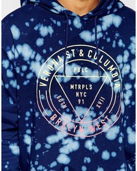 Sweat à capuche imprimé bleu marine Asos