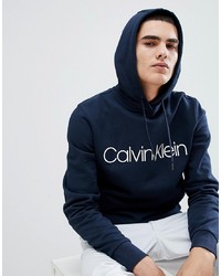 Sweat à capuche imprimé bleu marine Calvin Klein