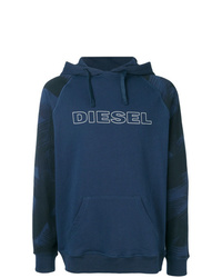 Sweat à capuche imprimé bleu marine Diesel