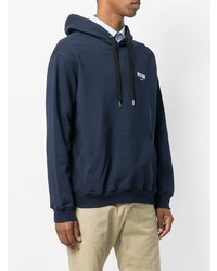 Sweat à capuche imprimé bleu marine MSGM