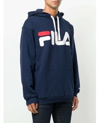 Sweat à capuche imprimé bleu marine Fila