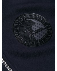 Sweat à capuche imprimé bleu marine Versace Collection