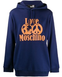 Sweat à capuche imprimé bleu marine Love Moschino