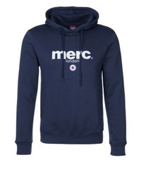Sweat à capuche imprimé bleu marine Merc