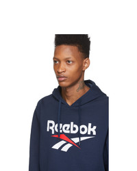 Sweat à capuche imprimé bleu marine Reebok Classics