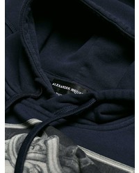 Sweat à capuche imprimé bleu marine Alexander McQueen