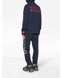 Sweat à capuche imprimé bleu marine Gucci