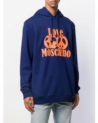 Sweat à capuche imprimé bleu marine Love Moschino