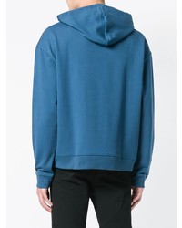 Sweat à capuche imprimé bleu Raf Simons