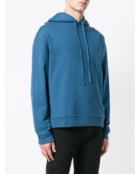 Sweat à capuche imprimé bleu Raf Simons