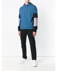 Sweat à capuche imprimé bleu Raf Simons