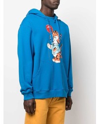 Sweat à capuche imprimé bleu Moschino