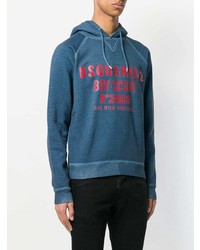 Sweat à capuche imprimé bleu DSQUARED2