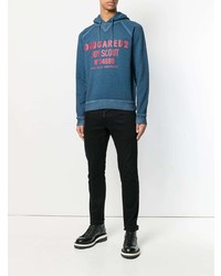 Sweat à capuche imprimé bleu DSQUARED2